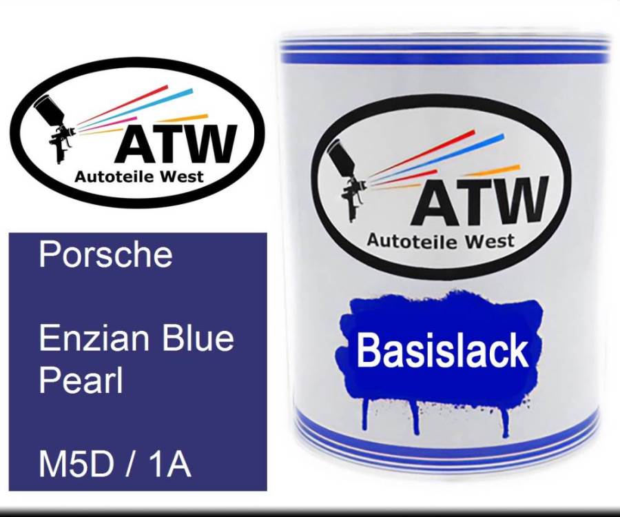Porsche, Enzian Blue Pearl, M5D / 1A: 1L Lackdose, von ATW Autoteile West.